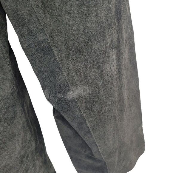 Vintage Express Leather Jacket Shacket Notched Collar Button Down Forest Green M - Picture 6 of 15